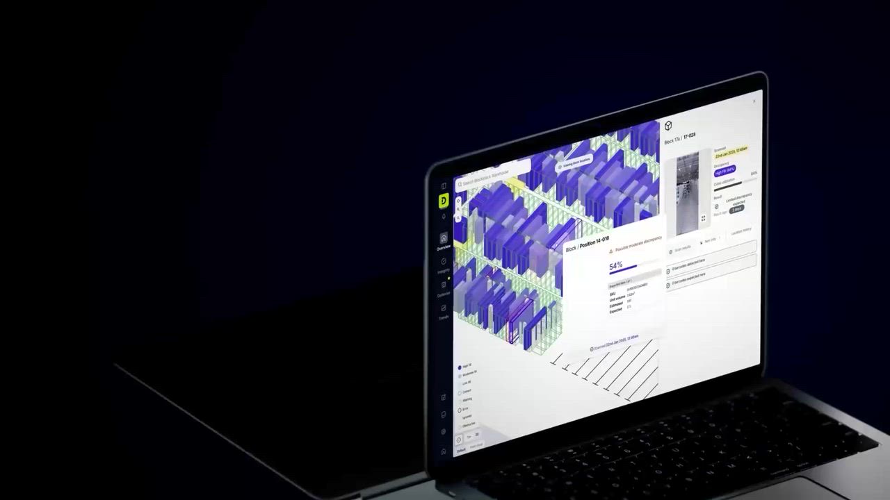 DexoryView software dashboard shown on a laptop