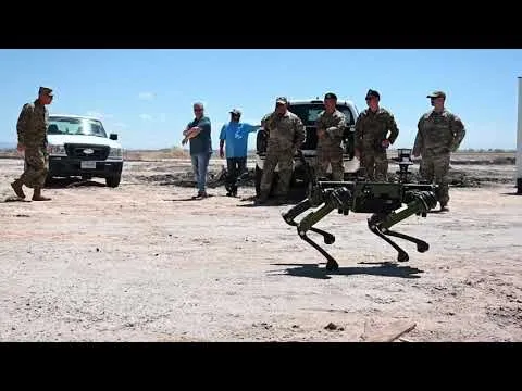 Ghost Robotics Vision 60 all-terrain patrol robot on a construction site